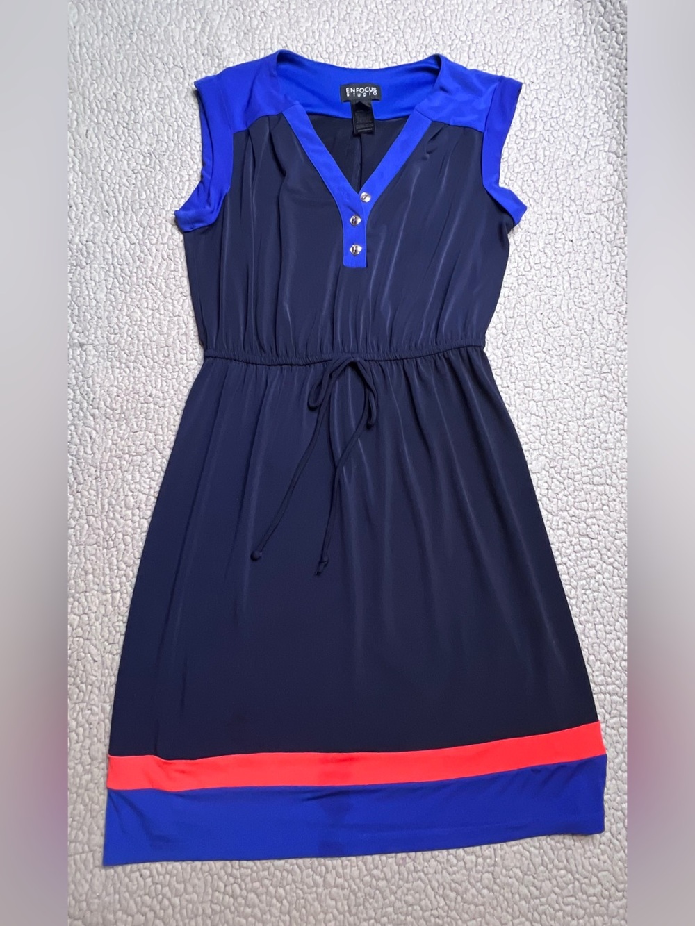 Enfocus Studio Cap Sleeve Dress Women’s Size 4 Blue And Red Mini Dress